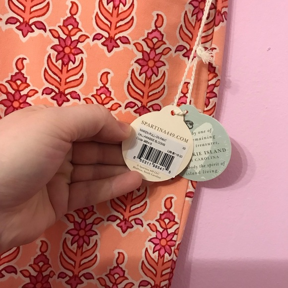 Spartina Maren Pull On Pant pink Callawassie Blooms size xs - Picture 2 of 5